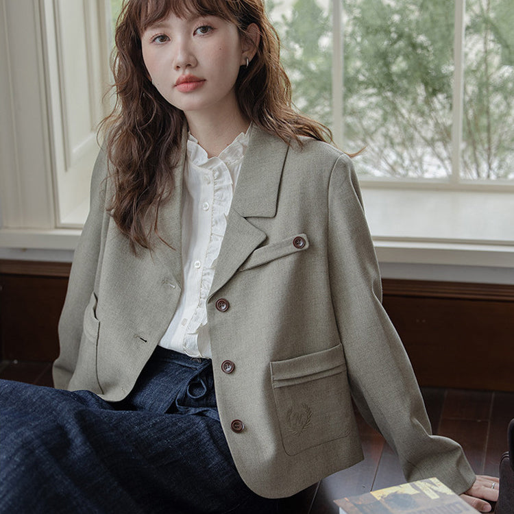 レディース スーツ ジャケット ブレザー シャツ セットアップ ショート丈