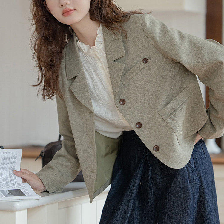 レディース スーツ ジャケット ブレザー シャツ セットアップ ショート丈