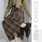 チェック柄 スカート 羅紗 プリーツスカート 秋冬 Aライン ロングスカート ハイウエスト ウエストゴム