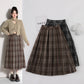 チェック柄 スカート 羅紗 プリーツスカート 秋冬 Aライン ロングスカート ハイウエスト ウエストゴム