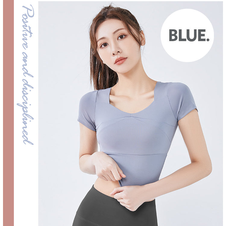 ヨガウェア  半袖ヨガトップス  ピラティス ウェア  スポーツウェア