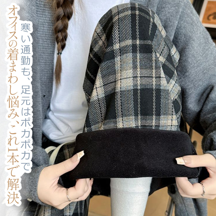パンツ チェック ワイドパンツ ストレート ハイウエスト 秋冬 新作 ウール風 裏起毛