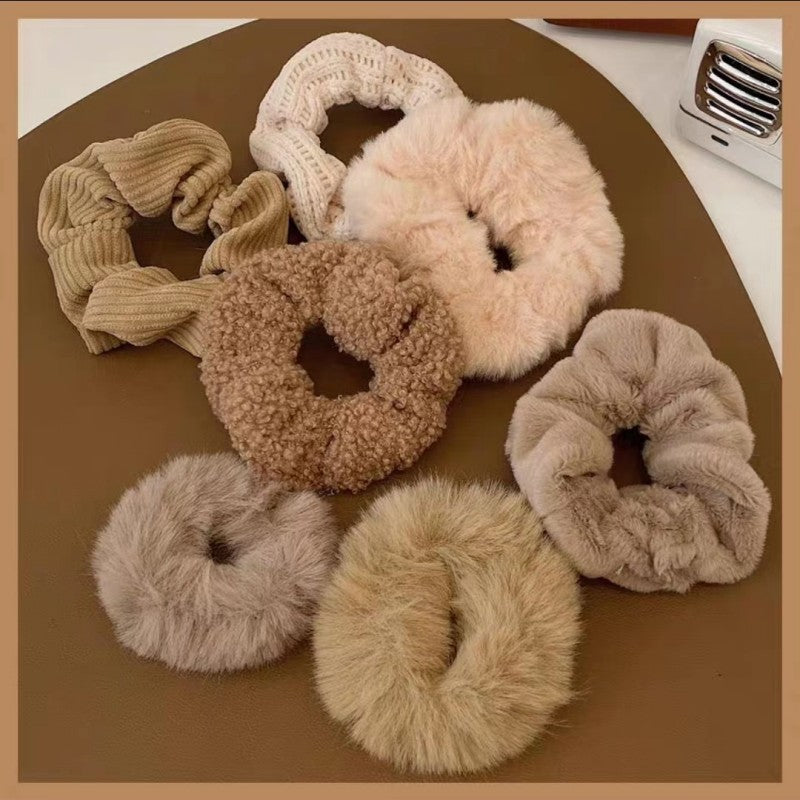 ヘアゴム っぽい 7点セット おしゃれ ヘアアクセサリー ファーボール ポニーテール 無地