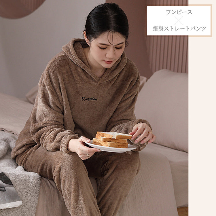 パジャマ ルームウェア ナイトウェア 上下セット サンゴフリースパジャマ