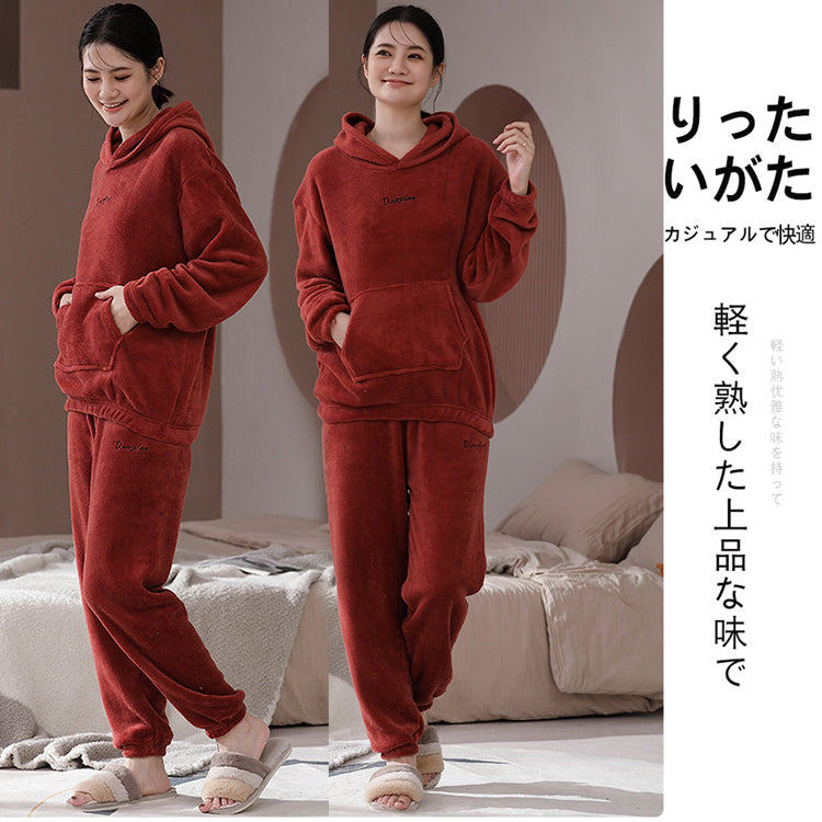 パジャマ ルームウェア ナイトウェア 上下セット サンゴフリースパジャマ