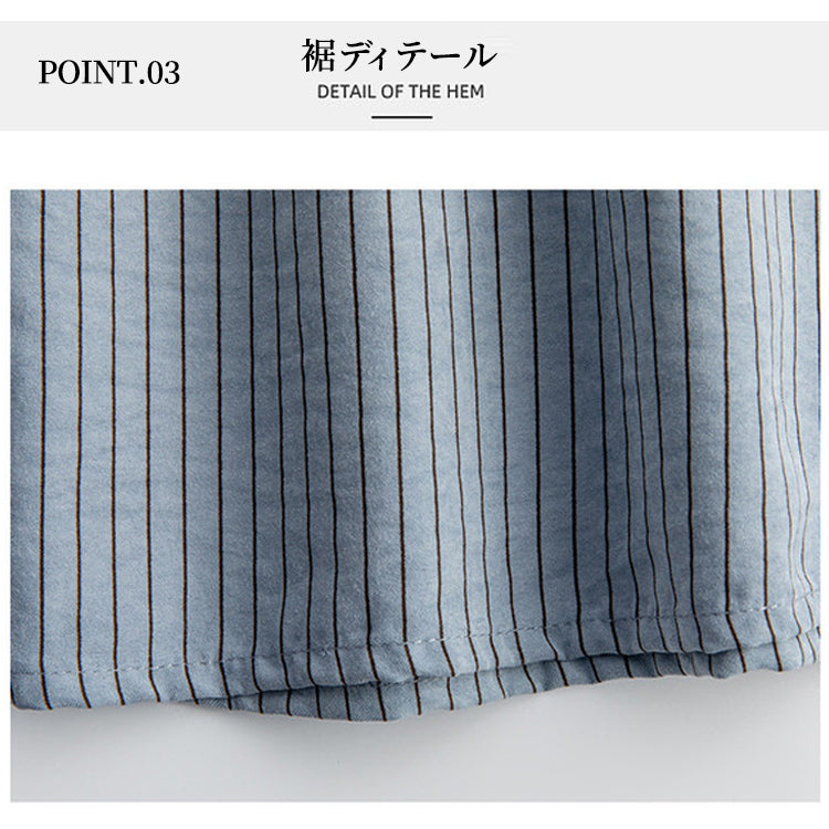 ストライプシャツ レディース ブラウス 長袖 トップス 秋服 アシンメトリー 斜めボタン