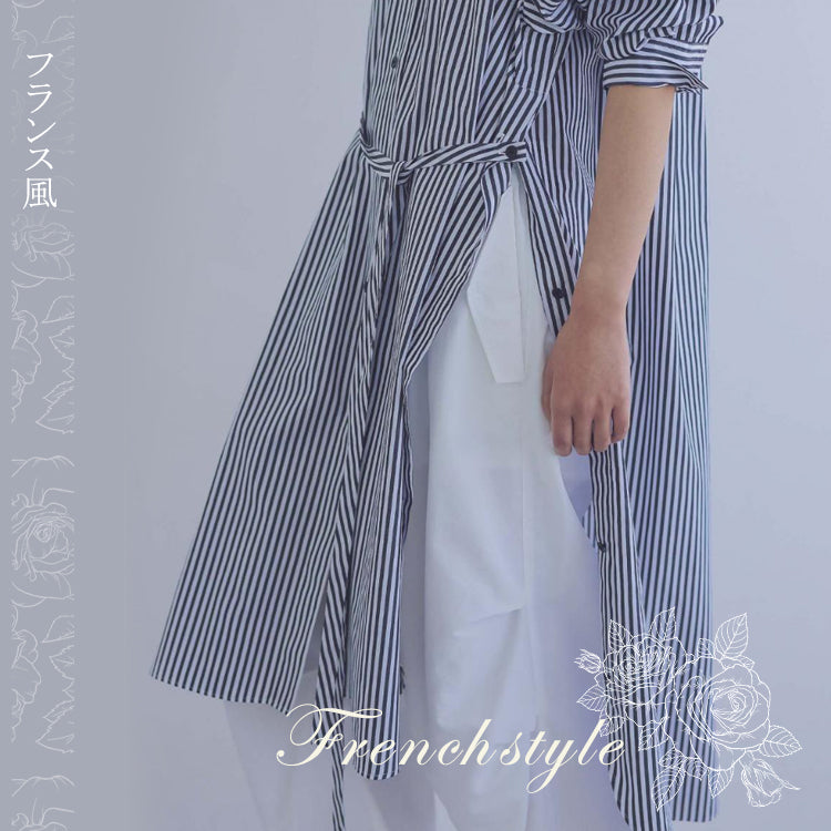 リラックスストライプシャツ  ストライプシャツ  ロングシャツ  シャツワンピ