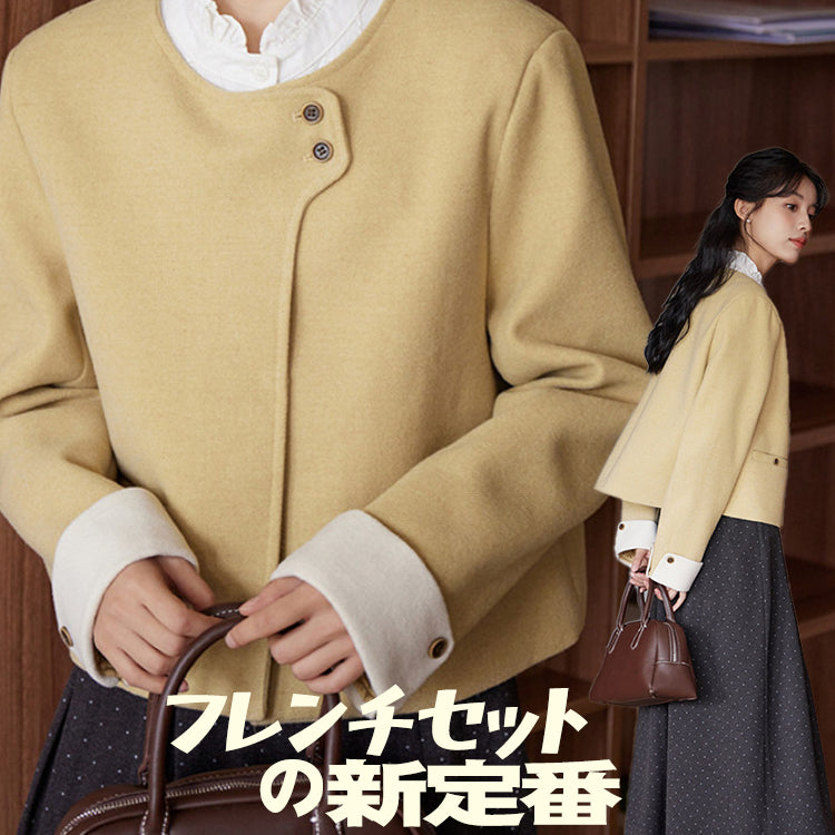 フリンジツイードセット レディース セットアップ 秋冬 新作 レトロ ドット