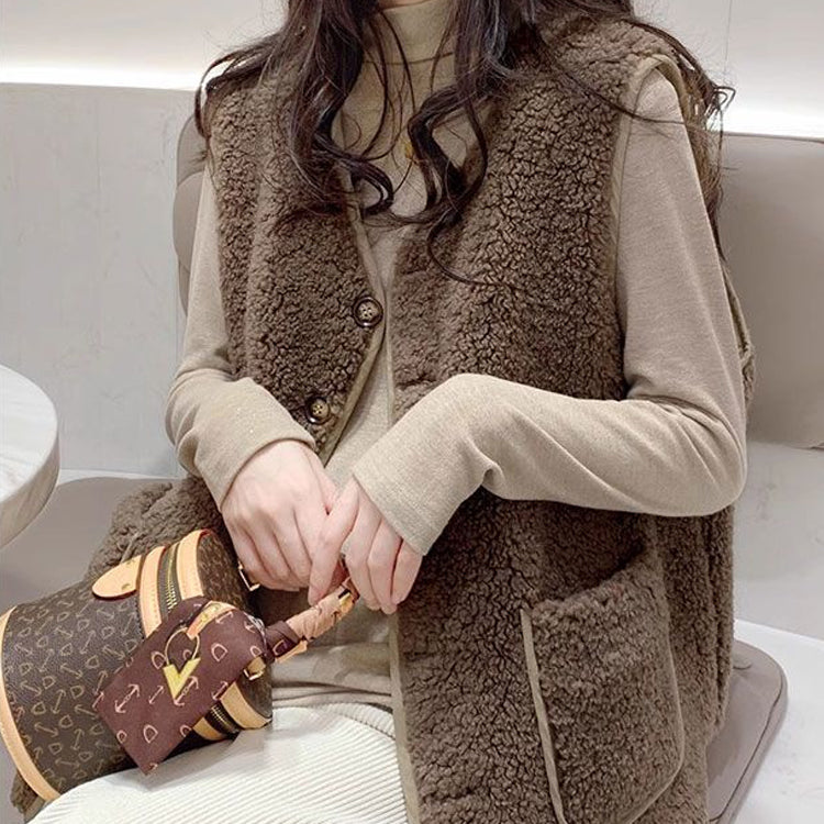 ベスト フェイクラムウールベスト 中綿ベスト リバーシブルベスト ファーベスト