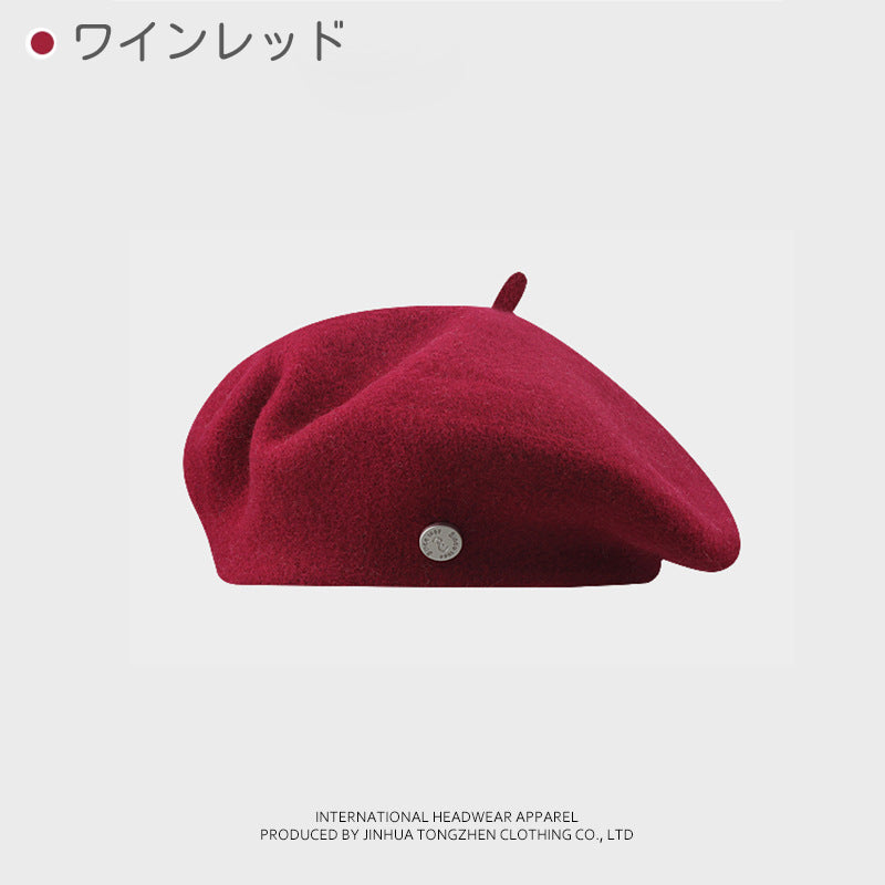 ベレー帽 レディース 冬 フェルト ウール 毛混 高品質 上品 シンプル かわいい おしゃれ