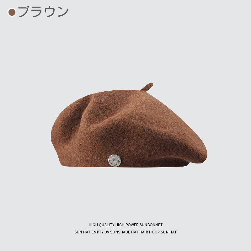 ベレー帽 レディース 冬 フェルト ウール 毛混 高品質 上品 シンプル かわいい おしゃれ