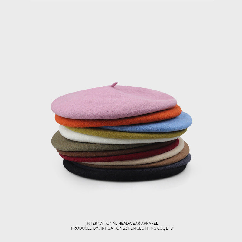ベレー帽 レディース 冬 フェルト ウール 毛混 高品質 上品 シンプル かわいい おしゃれ