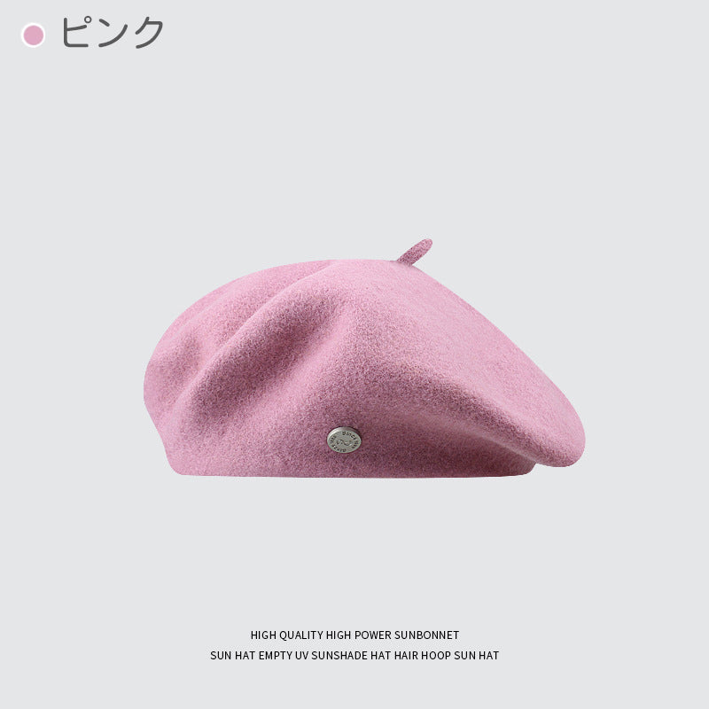 ベレー帽 レディース 冬 フェルト ウール 毛混 高品質 上品 シンプル かわいい おしゃれ