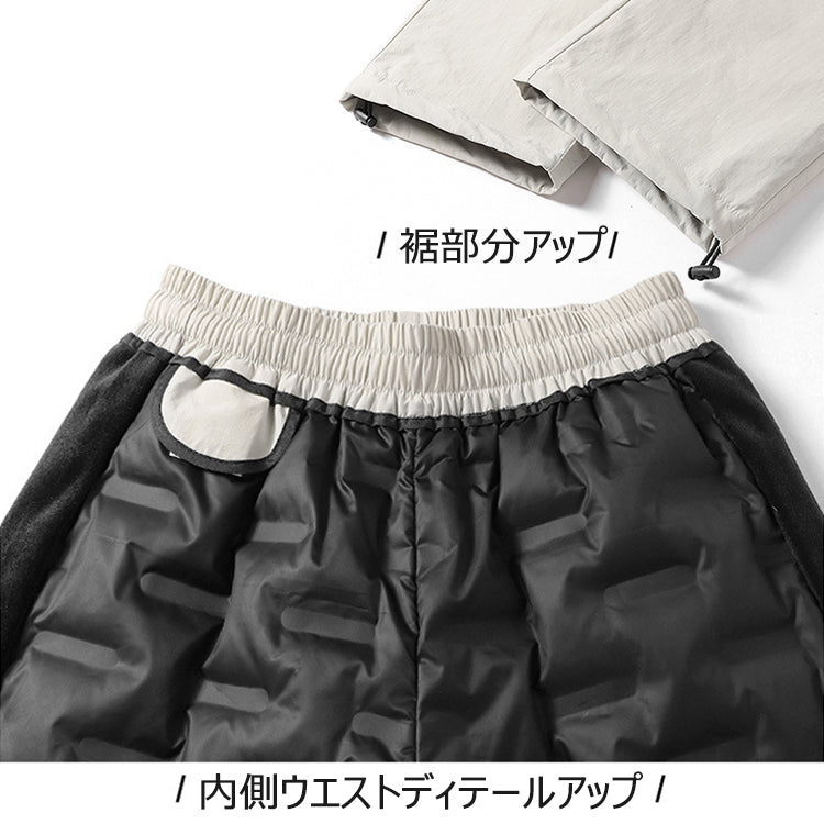 メンズ ダウン パンツ 白ダウン ホワイト ダック 高品質 軽量 ワーク カーゴ