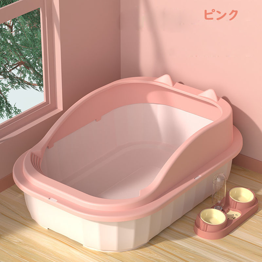 キャットトイレ ハーフカバー シンプル フルオープン 送料無料