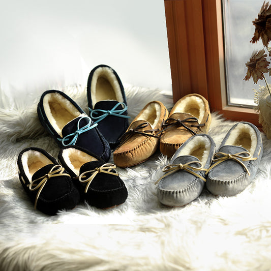 モカシン もかしんレディース  送料無料   本革 スエード シープスキン 純粋羊ファー 軽防水 レディース ムートンシューズ レディース靴 レディースブーツ スリッポン ローファー 柔らかい 保温   防寒  無地 大きいサイズ